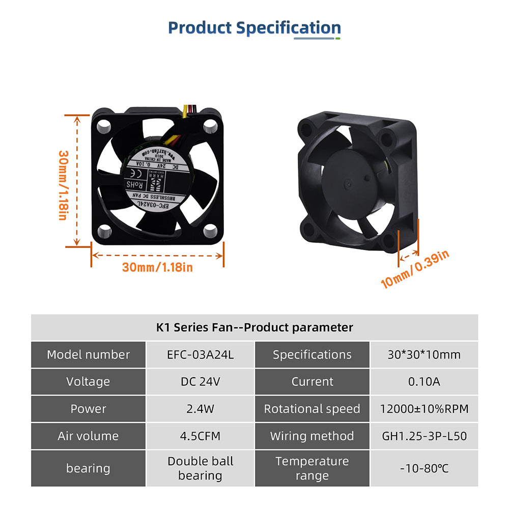 Creativity For K1/K1C/K1 Max 3010/4020/6015 Fan Blower Fan / Axial / Hydraulic Fan DC24V Cooling Hotend Fan 3D Printer Parts