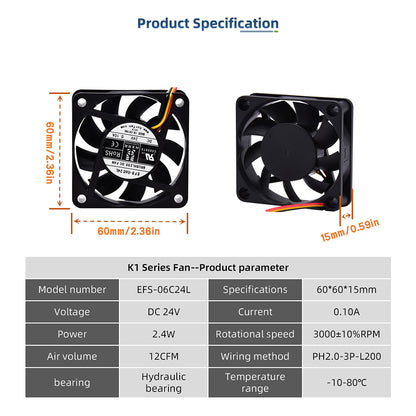 Creativity For K1/K1C/K1 Max 3010/4020/6015 Fan Blower Fan / Axial / Hydraulic Fan DC24V Cooling Hotend Fan 3D Printer Parts