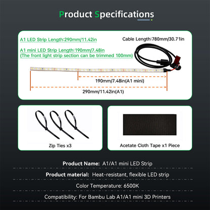 Creativity Upgrade For Lab A1/A1mini Led Light Strip Ra95 Fill Light 24V White Light Super Bright For lab 3D Printer Accessories